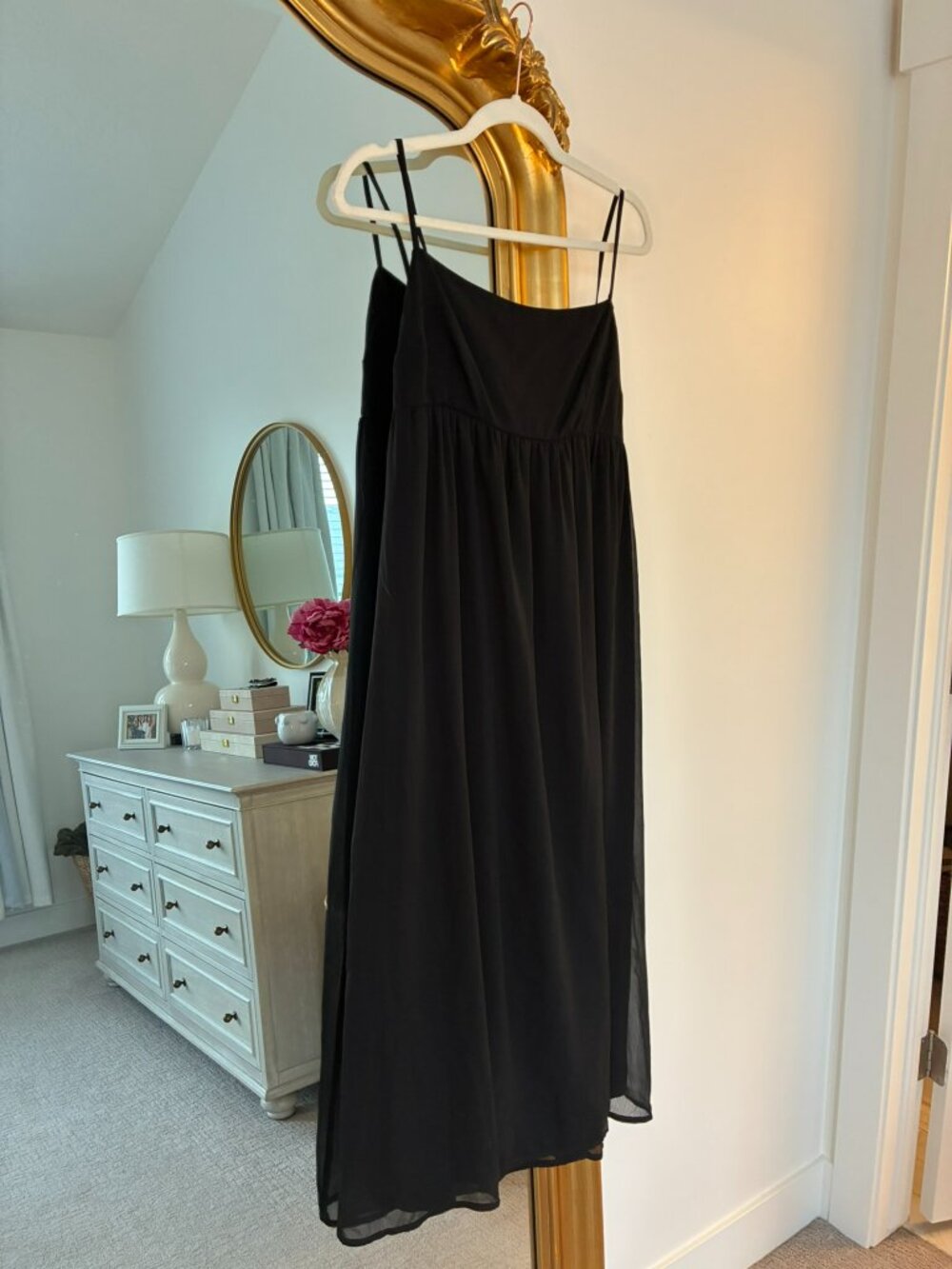Abercrombie & Fitch Black Chiffon Midi Maxi Dress Size M
